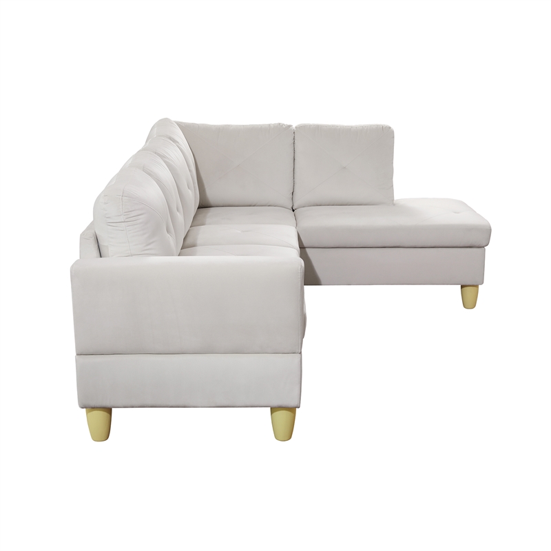 Star Home Living Corp Chris Microfiber Fabric Right Facing Sectional White Color