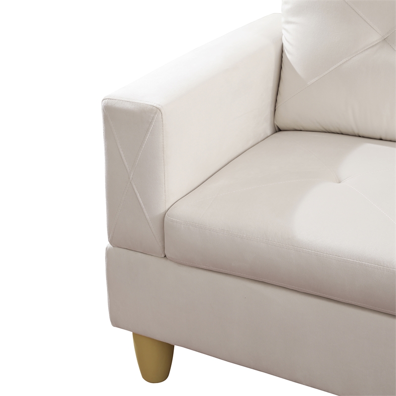Star Home Living Corp Chris Microfiber Fabric Right Facing Sectional White Color