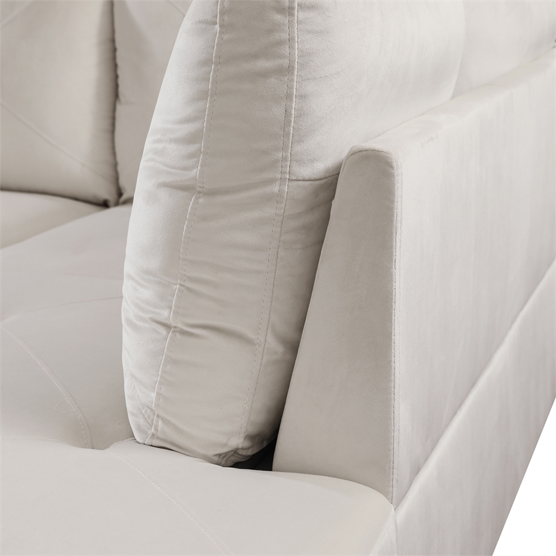 Star Home Living Corp Chris Microfiber Fabric Right Facing Sectional White Color