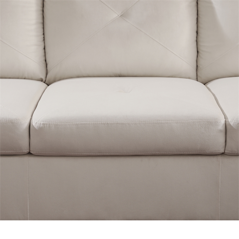 Star Home Living Corp Chris Microfiber Fabric Right Facing Sectional White Color