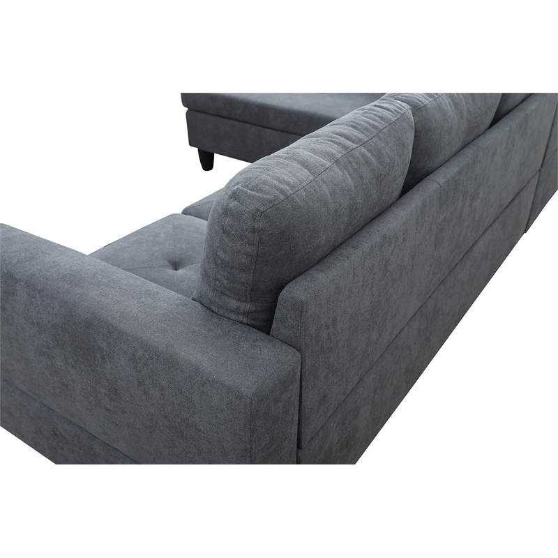 Star Home Living Corp Chris Microfiber Fabric Left Facing Sectional Dark Gray