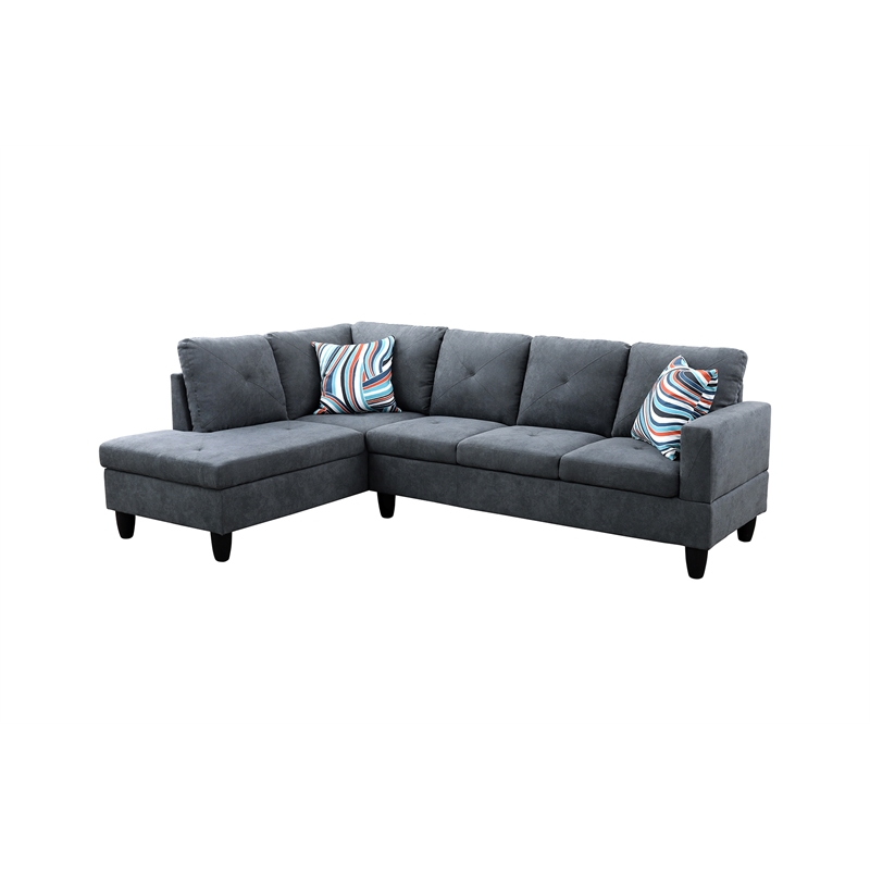 Star Home Living Corp Chris Microfiber Fabric Left Facing Sectional Dark Gray