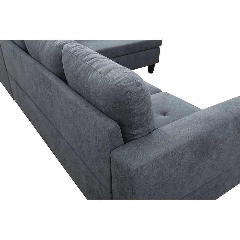 Star Home Living Corp Chris Microfiber Fabric Right Facing Sectional Dark Gray