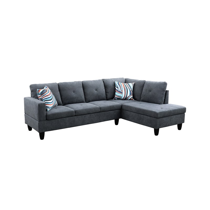 Star Home Living Corp Chris Microfiber Fabric Right Facing Sectional Dark Gray