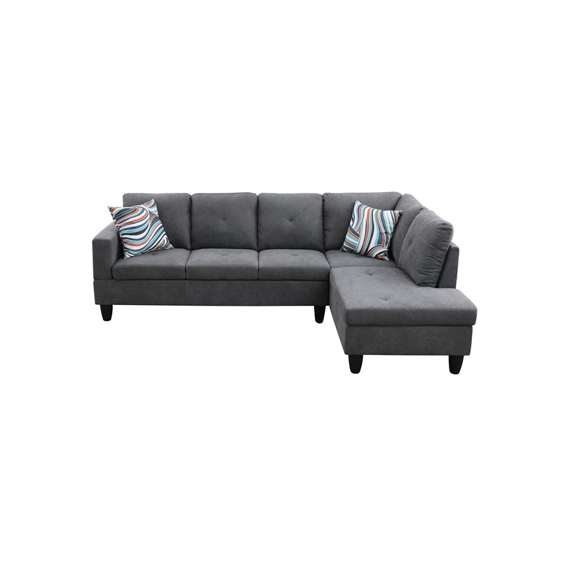 Star Home Living Corp Chris Microfiber Fabric Right Facing Sectional Dark Gray