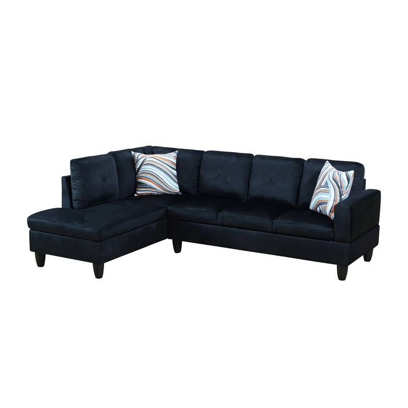 Star Home Living Corp Chris Microfiber Fabric Left Facing Sectional Black
