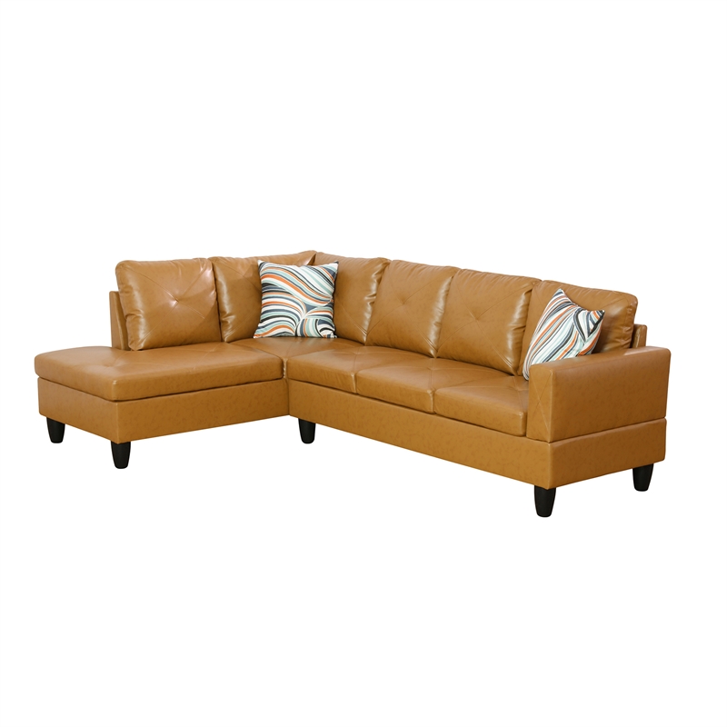 Star Home Living Corp Chris Faux Leather  Left Facing Sectional Ginger