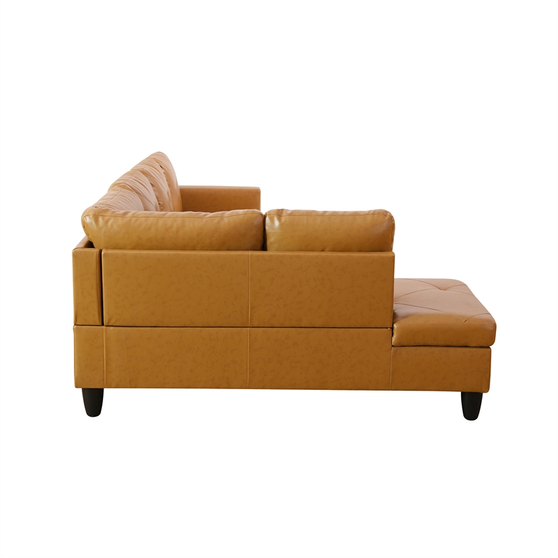 Star Home Living Corp Chris Faux Leather  Left Facing Sectional Ginger