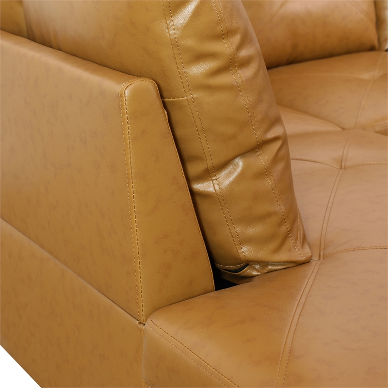 Star Home Living Corp Chris Faux Leather  Left Facing Sectional Ginger