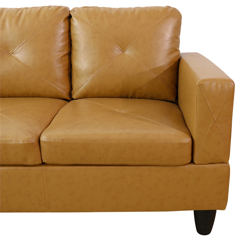 Star Home Living Corp Chris Faux Leather  Left Facing Sectional Ginger