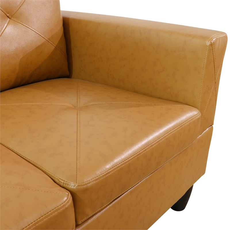 Star Home Living Corp Chris Faux Leather  Left Facing Sectional Ginger