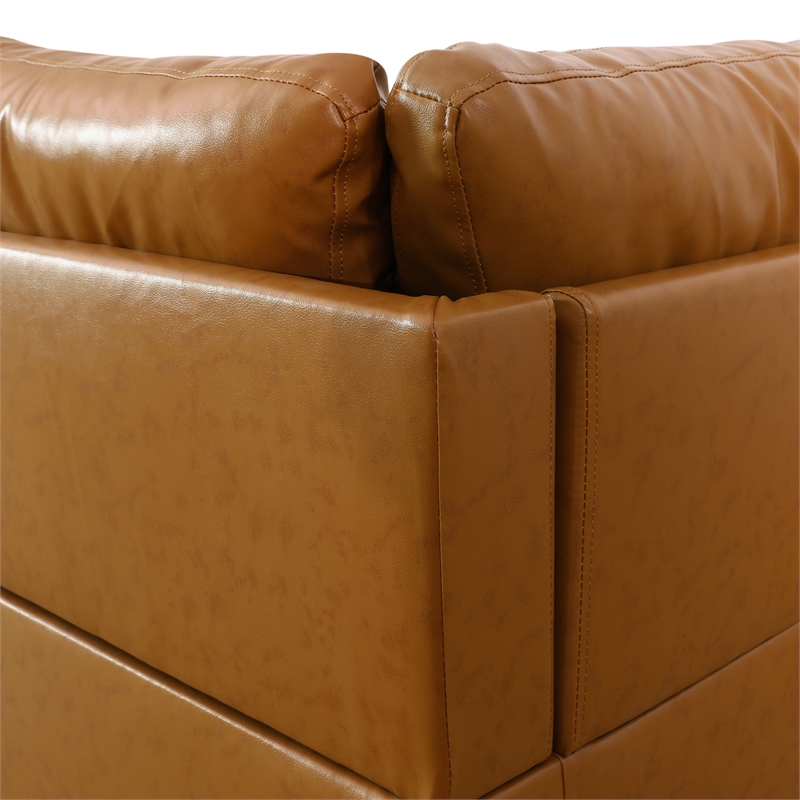 Star Home Living Corp Chris Faux Leather  Left Facing Sectional Ginger