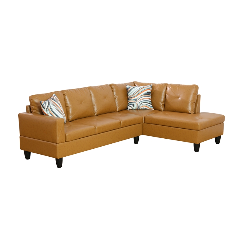 Star Home Living Corp Chris Faux Leather Right Facing Sectional Ginger