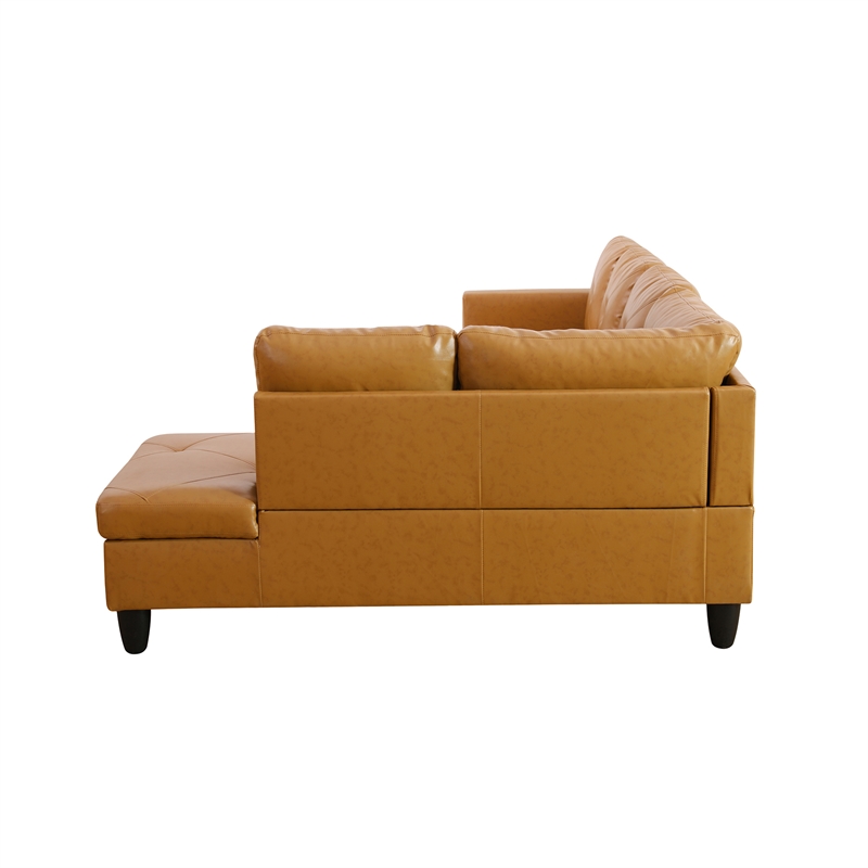 Star Home Living Corp Chris Faux Leather Right Facing Sectional Ginger