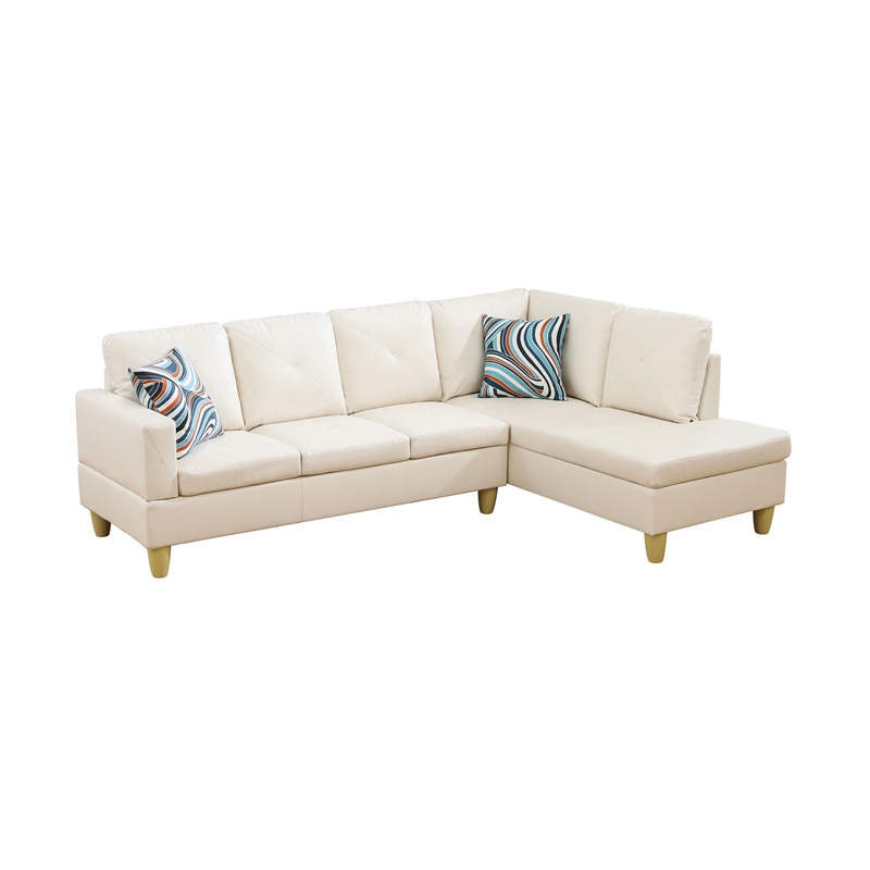 Star Home Living Corp Chris Faux Leather Right  Facing Sectional White