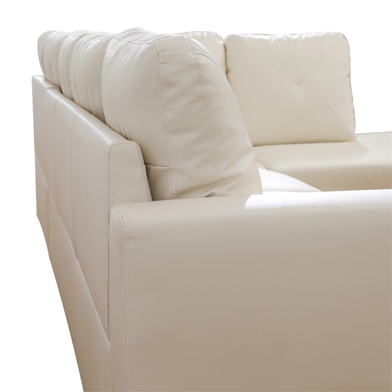 Star Home Living Corp Chris Faux Leather Right  Facing Sectional White