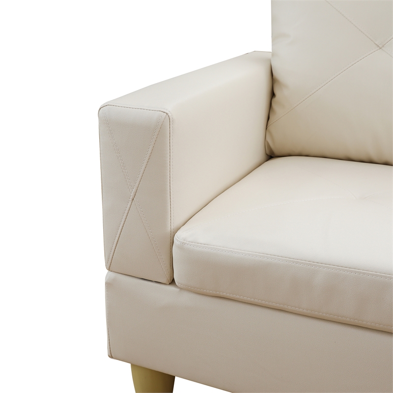 Star Home Living Corp Chris Faux Leather Right  Facing Sectional White