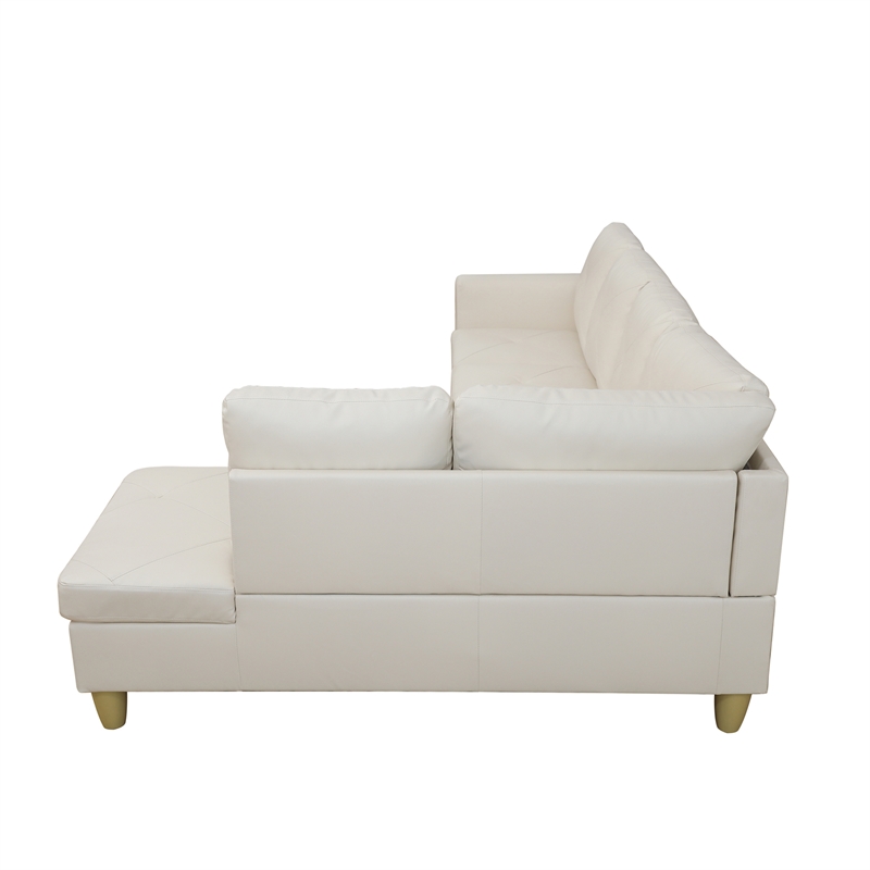Star Home Living Corp Chris Faux Leather Right  Facing Sectional White