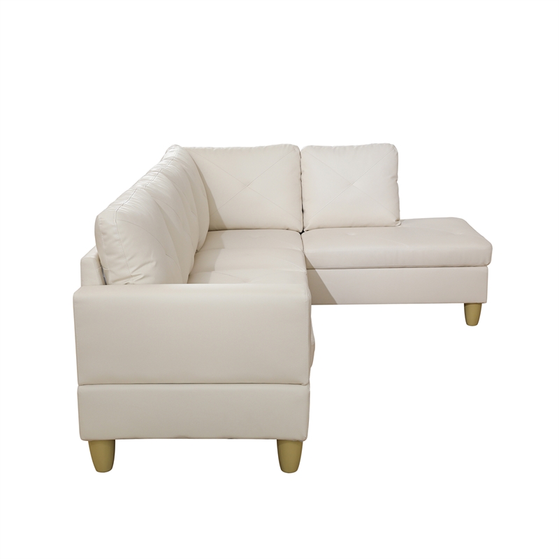 Star Home Living Corp Chris Faux Leather Right  Facing Sectional White