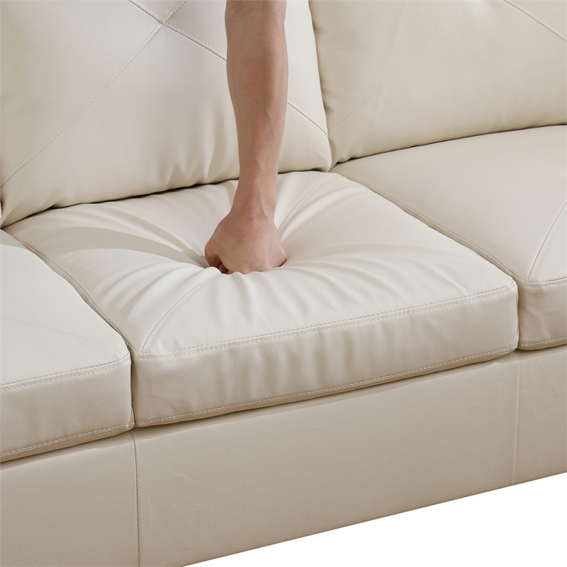 Star Home Living Corp Chris Faux Leather Right  Facing Sectional White