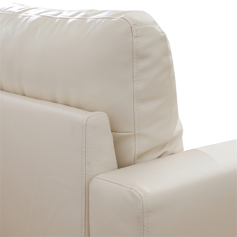 Star Home Living Corp Chris Faux Leather Right  Facing Sectional White