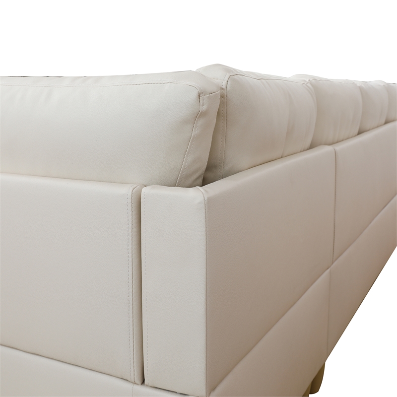 Star Home Living Corp Chris Faux Leather Right  Facing Sectional White
