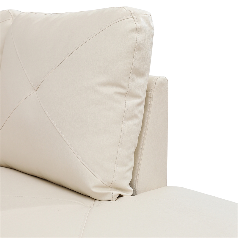 Star Home Living Corp Chris Faux Leather Right  Facing Sectional White