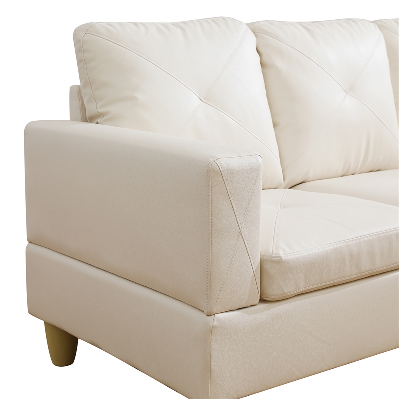 Star Home Living Corp Chris Faux Leather Right  Facing Sectional White