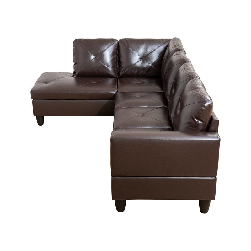 Star Home Living Corp Chris Faux Leather Left Facing Sectional Brown