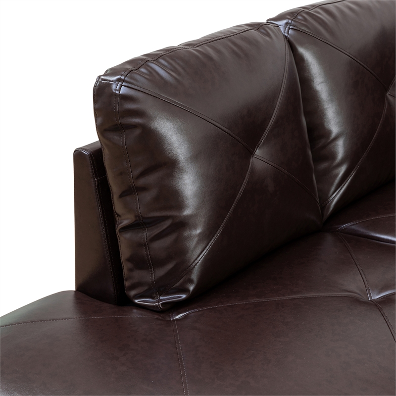 Star Home Living Corp Chris Faux Leather Left Facing Sectional Brown