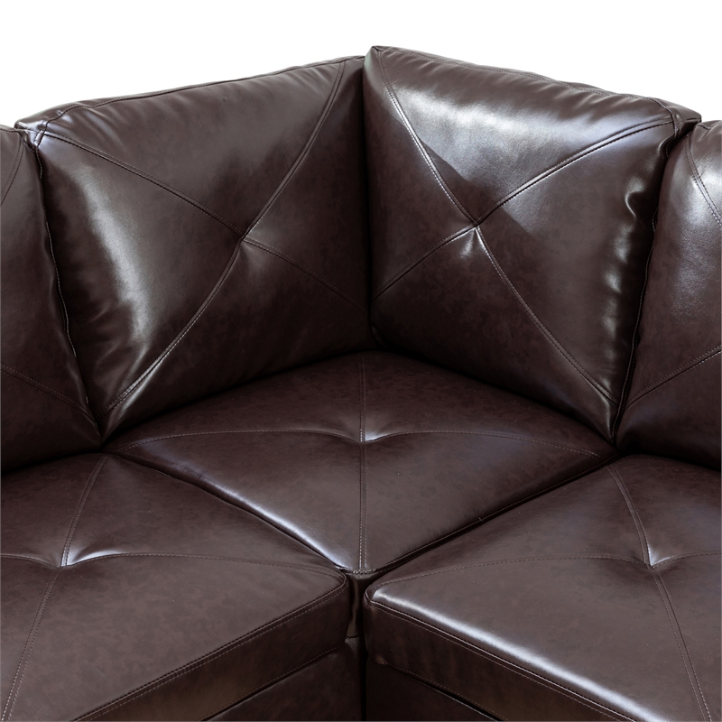 Star Home Living Corp Chris Faux Leather Left Facing Sectional Brown