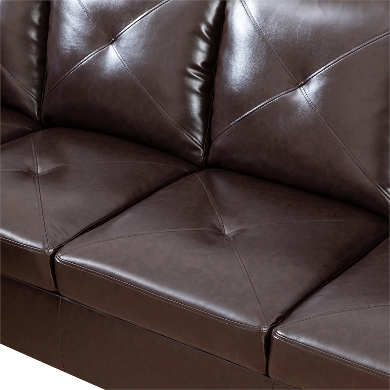Star Home Living Corp Chris Faux Leather Left Facing Sectional Brown