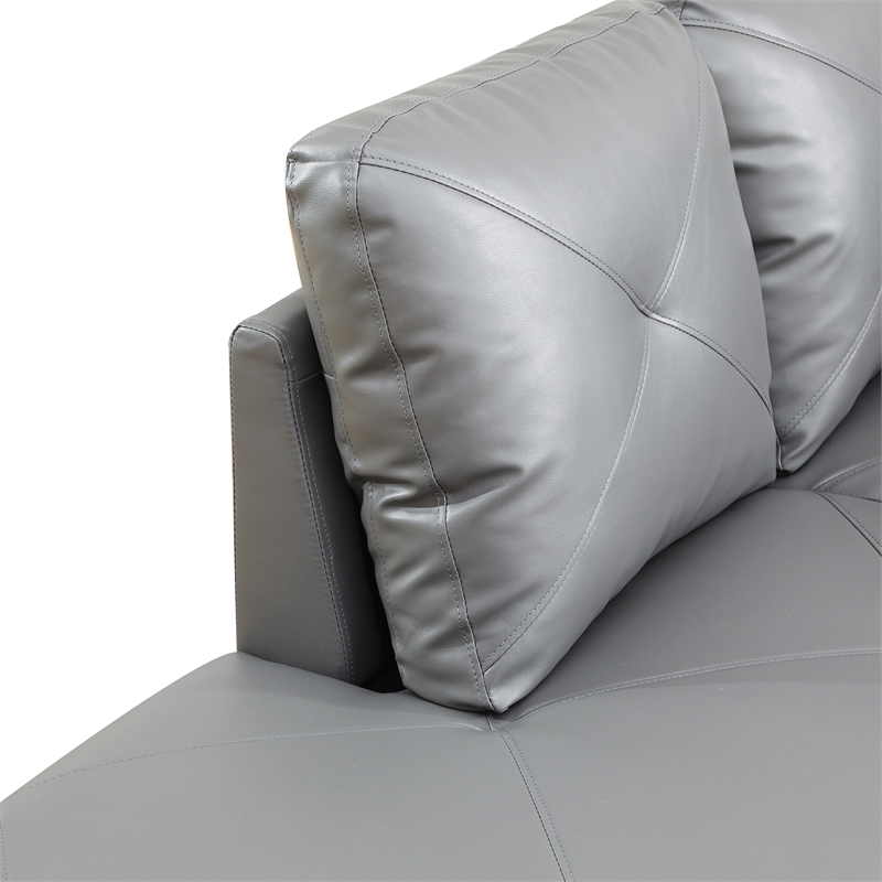 Star Home Living Corp Chris Faux Leather Left Facing Sectional Grey