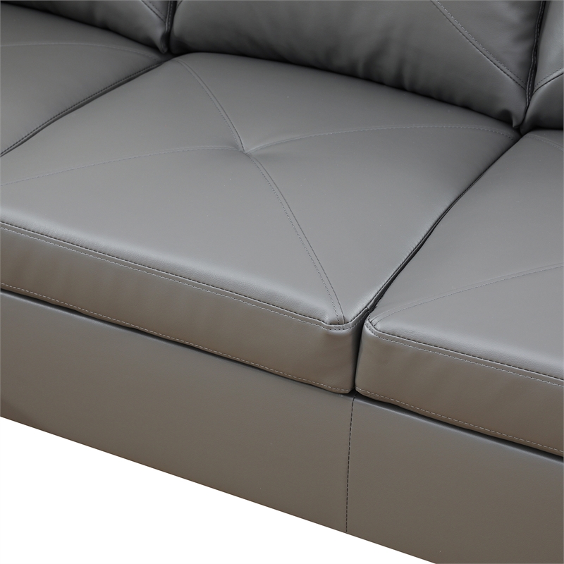 Star Home Living Corp Chris Faux Leather Left Facing Sectional Grey