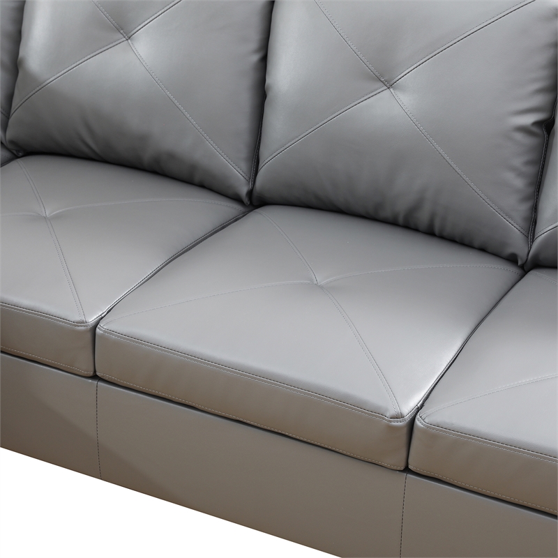 Star Home Living Corp Chris Faux Leather Left Facing Sectional Grey