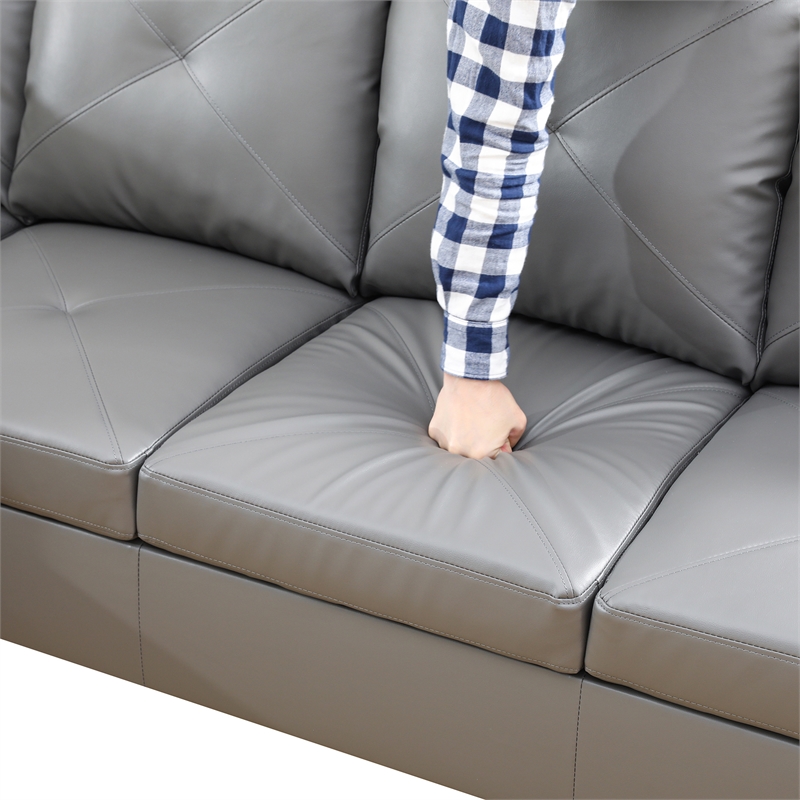 Star Home Living Corp Chris Faux Leather Left Facing Sectional Grey