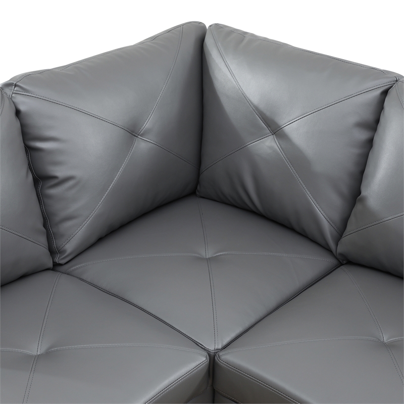 Star Home Living Corp Chris Faux Leather Left Facing Sectional Grey