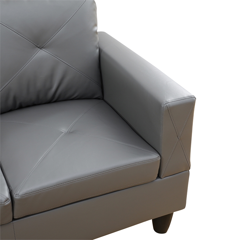 Star Home Living Corp Chris Faux Leather Left Facing Sectional Grey