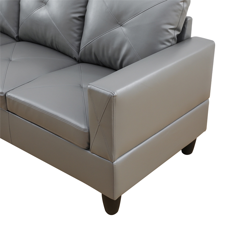 Star Home Living Corp Chris Faux Leather Left Facing Sectional Grey