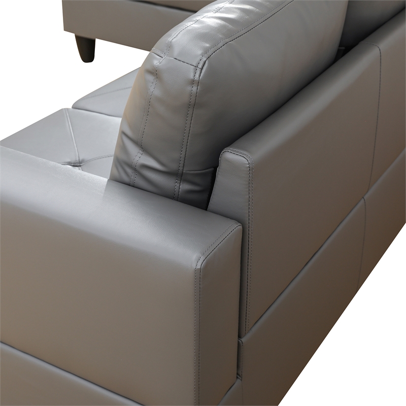 Star Home Living Corp Chris Faux Leather Left Facing Sectional Grey
