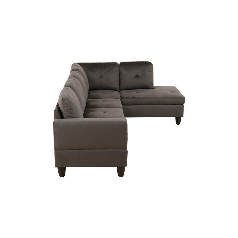 Star Home Living Corp Chris Faux Leather Right Facing Sectional Grey