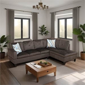 Star Home Living Corp Chris Faux Leather Right Facing Sectional Grey