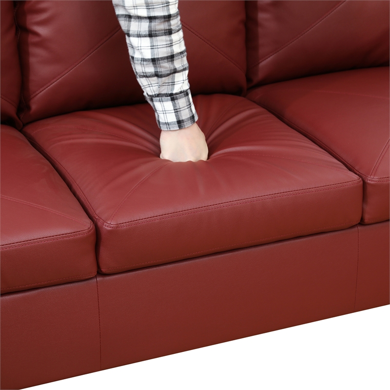 Star Home Living Corp Chris Faux Leather Left Facing Sectional Red