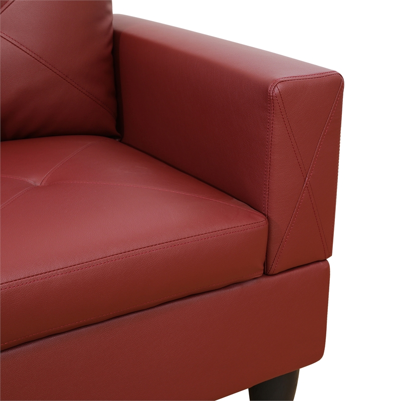 Star Home Living Corp Chris Faux Leather Left Facing Sectional Red