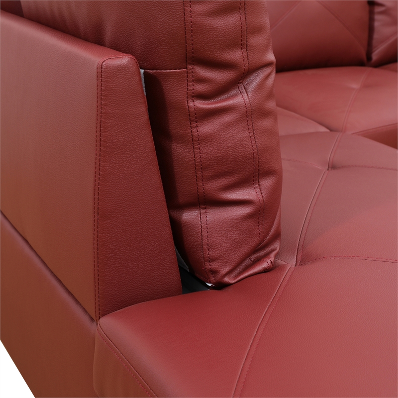 Star Home Living Corp Chris Faux Leather Left Facing Sectional Red