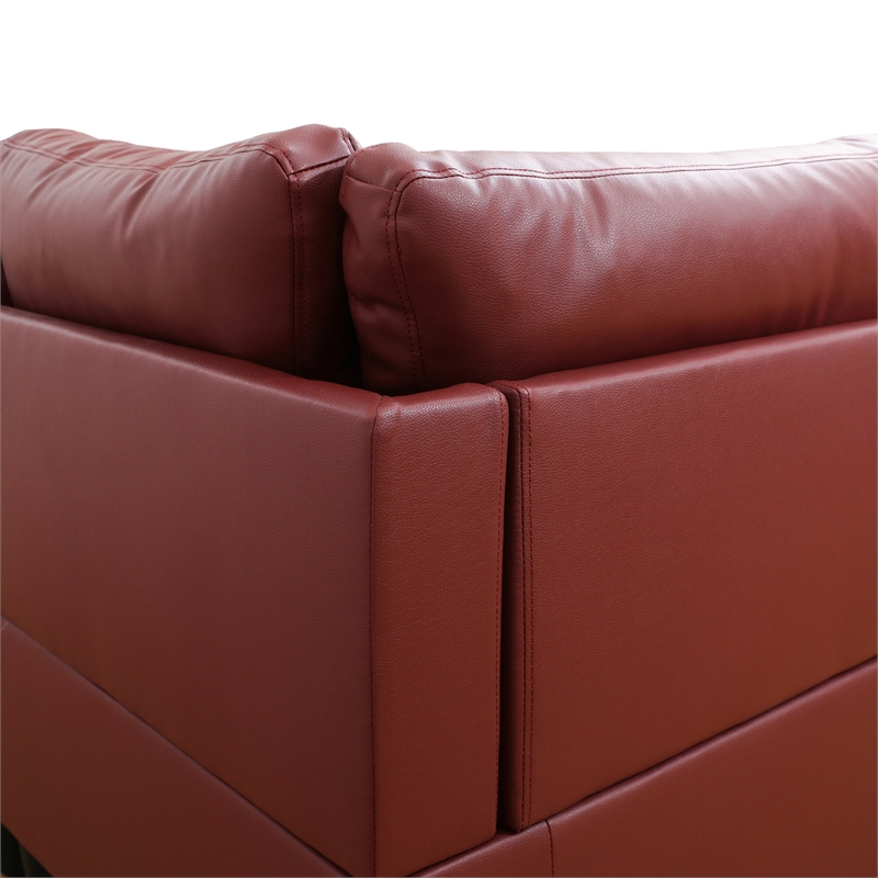 Star Home Living Corp Chris Faux Leather Left Facing Sectional Red