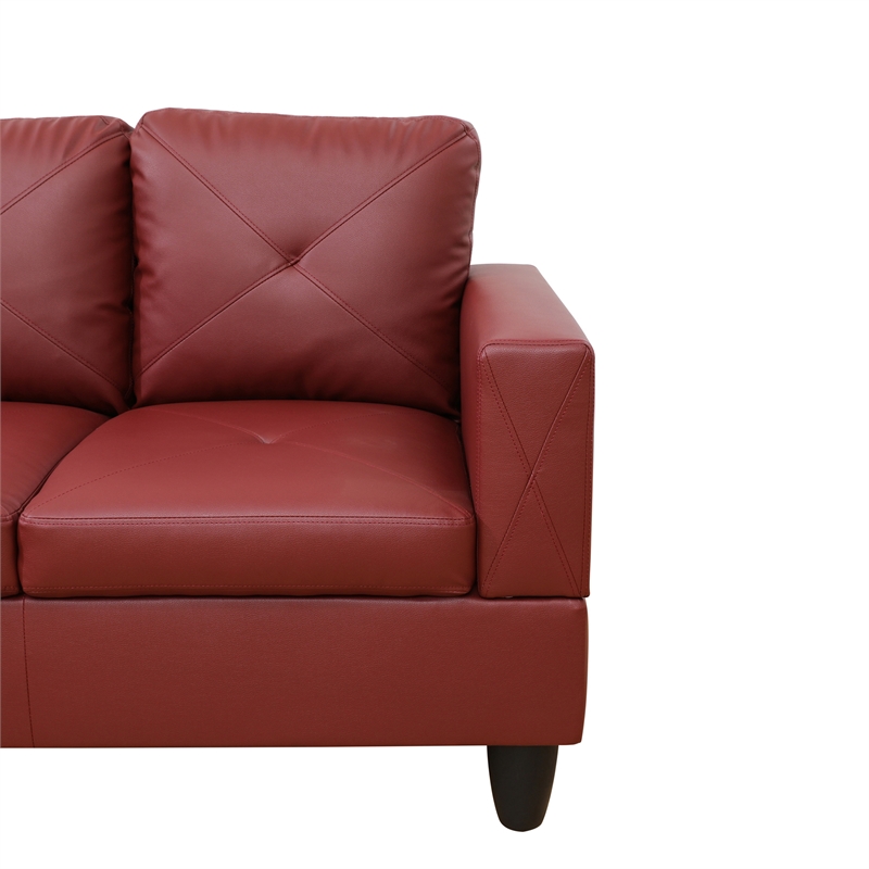 Star Home Living Corp Chris Faux Leather Left Facing Sectional Red