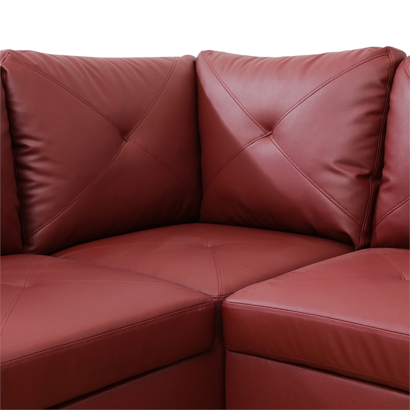 Star Home Living Corp Chris Faux Leather Left Facing Sectional Red