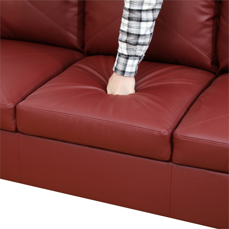 Star Home Living Corp Chris Faux Leather Right Facing Sectional Red