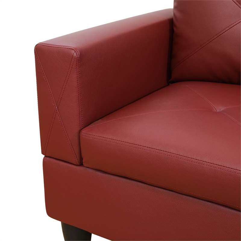 Star Home Living Corp Chris Faux Leather Right Facing Sectional Red